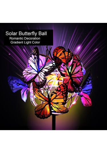 Yifomall Güneş Enerjili Bahçe Aydınlatması: 6 Kelebek 3 Yabanotu, Led Fener, Su Geçirmez, 8-11 Saat Işık Süresi, Bahçe Ve Çimenlik Dekorasyonu