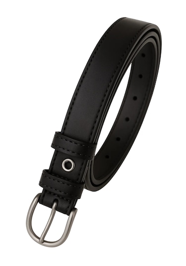 Kadın Kemer Siyah Deri Kumaş Ve Kot