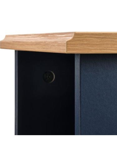 Bölmeli Yan Sehpa MeridyenDukkan Koyu Mavi Renk 40x32 cm Meşe Görünüm-Açık Raf Sistemi