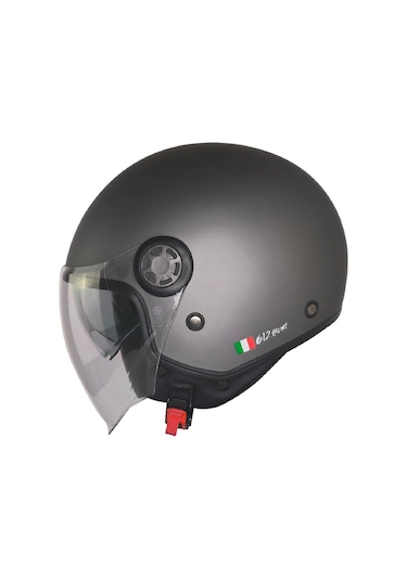 Motoanl Güneş Vizörlü Ece 22.06  Yarım Açık Motor Kaskı Mat Gri