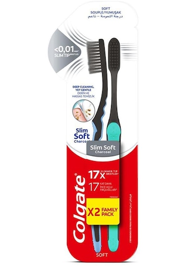 Colgate Slim Soft Charcoal Derin ve Hassas Temizlik Diş Fırçası 2'li
