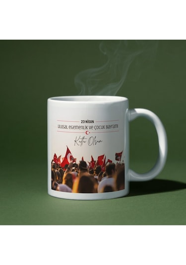 Applucky 23 Nisan Ulusal Egemenlik Ve Çocuk Bayramı 2 Baskı Kupa Bardak Beyaz