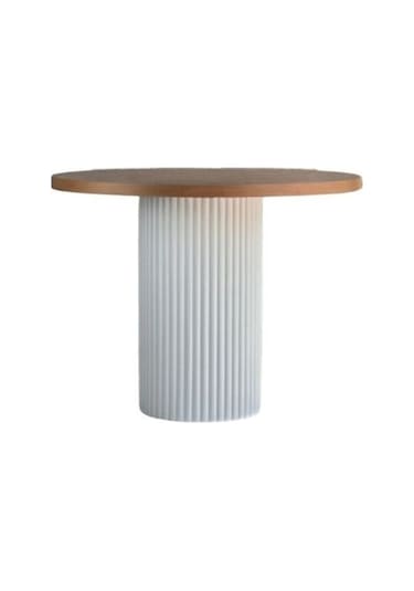 Arya Yuvarlak Ahşap Bohem Masa 90x90 Beyaz - Naturel