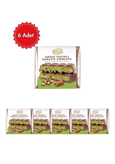 Bolçi Antep Fıstıklı Dubai Çikolatası 100 Gr 6'lı Avantaj Paketi Çıtır Kadayıflı