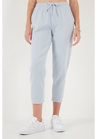 Lela Pamuklu Normal Bel Regular Fit Düz Paça Bayan Pantolon 668Yp42282S4 Buz Mavi
