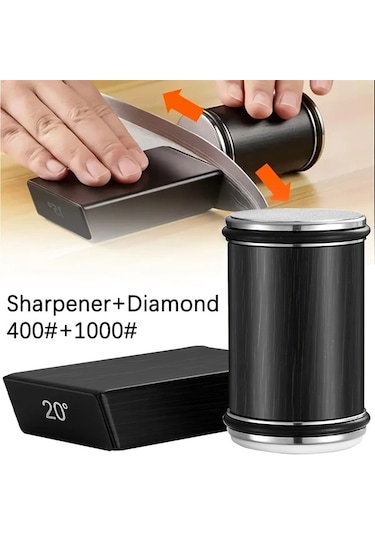 Techbloom Siyah 400 1000 Rolling Bıçak Bileyici Manyetik Bıçak Askısı 15 Ve 20 Derece Açılı Elmas Bileme Taşı Mutfak Aksesuarı