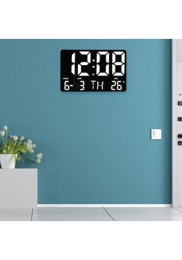 Suntek Sıcaklık Göstergeli Uzaktan Kumandalı Dijital LED Duvar Saati Siyah 10"