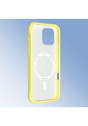 İphone 16 Pro Max Uyumlu Kılıf M-safe Şarj Özellikli Youngkit Macaroon Serisi Kapak Sarı
