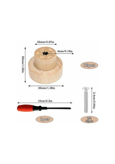 Mobilya Kulpları Ahşap Mobilya Kulpları Yuvarlak Kapı Kolları 12 Ad.