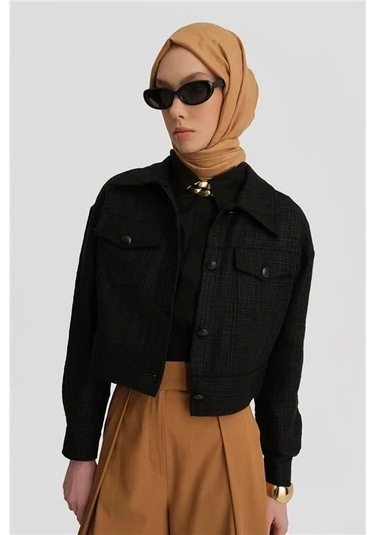 Armine Parlak Baskılı Tüvit Ceket 25y5900 Siyah Siyah