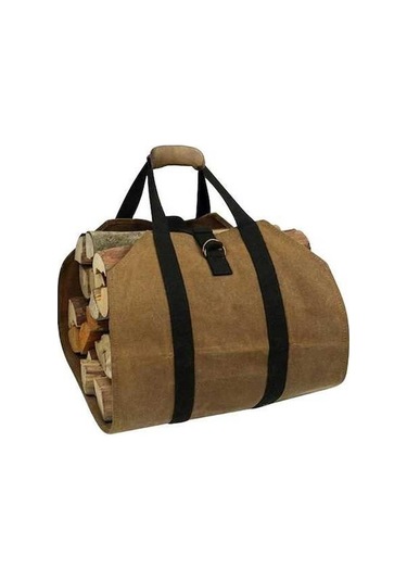 Novahub Kamp İçin Dayanıklı Odun Taşıyıcı Çanta - Mumlu Tuval Kütük Torbası 39x16 İnç Haki Haki