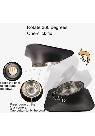 Cbtx Pugga Pet Paslanmaz Çelik Kaymaz Çift Kase Kedi Köpek Eğimli Boyun Besleyici