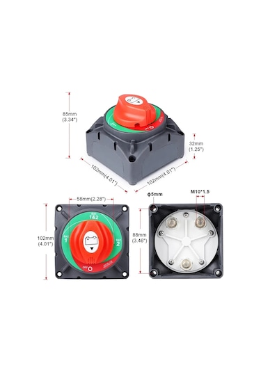 AKÜ DEVRE KESİCİ ŞALTERİ 350A 3P 12-48V 1+2 ÇİFT DEVRELİ 2 KADEME