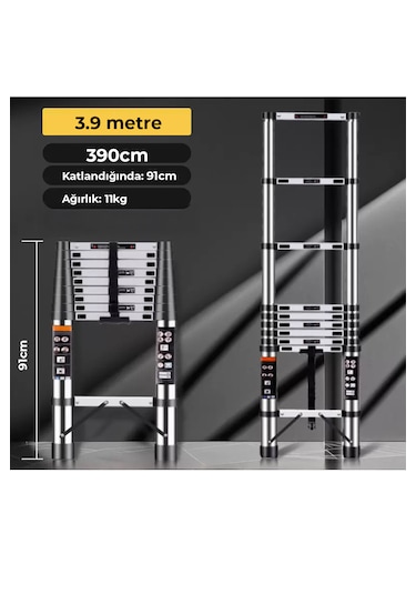 Paslanmaz Çelik Katlanır Merdiven 3.9 Metre 1 Adet