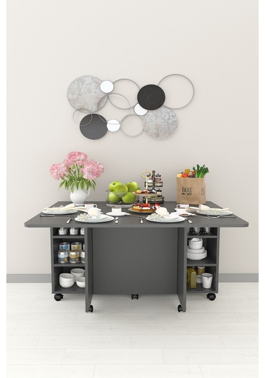 Asra Trend %100 Mdflam Mutfak Adası Yemek Masası Kahve Köşesi Ma-02 Antrasit Antrasit