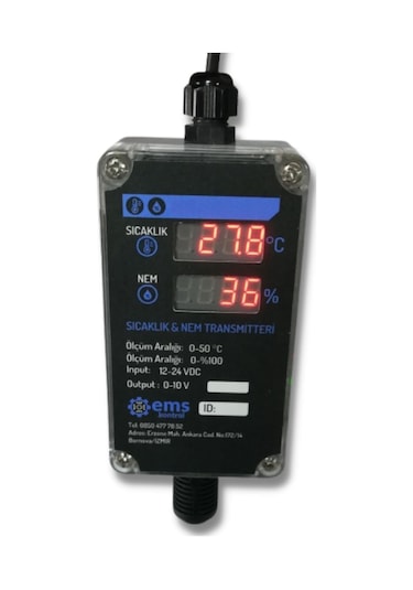 Ems St-401 ,24vdc 0..10v Ekranlı Isı-nem Sensör
