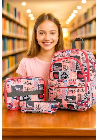 Newbag Girl Power Kız Sırt Okul Çantası-3'lü Set Yeni Sezon