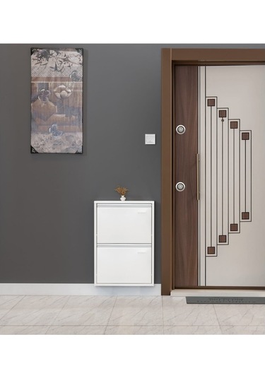 Kaser Metal 2'Li Metal Ayakkabılık Beyaz