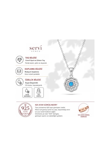 Servi 925 Ayar Gümüş Perla Opal Kolye-85