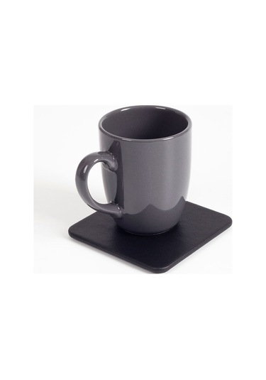Turgut Office Deri Bardak Altlığı Düz Siyah 1 Adet Siyah