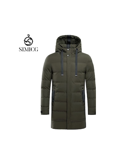 Yeni Erkek Kapüşonlu Orta Boy Şişme Mont Yeşil