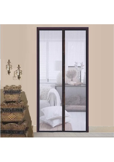 Büro Ev Ofis Yazlık İçin 90x210cm Siyah Mıknatıslı Sistem Kapı Tülü Sinekliği