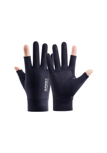 Güneş Koruyucu Eldiven Balıkçılık Kaymaz 2 Yarım Parmak Eldiven 001