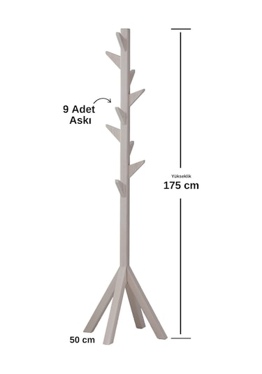 Ahşap Ayaklı Askılık Portmanto Modern Elbise Askısı 175 Cm Beyaz Diğer