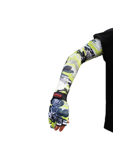 Captain Fisherman Style Set Şapka Eldiven Kolluk Buff Camo Green Çok Renkli