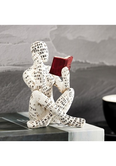 Tongxida Kütüphaneli Kadın Figürü - Kağıt Ve Reçine Sanatı - Ev Dekoru Artıklı W310-07