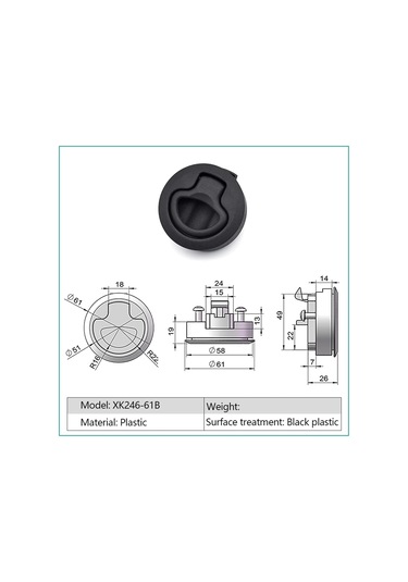 Plastik Siyah Yuvarlak Yuvarlak Yuvarlak Çekme Halka Kam Kilidi Bağlantıları Dökme Teknesi Deniz Donanım Aksesuarı 1 Pcs Kilitleri Xk246-61b Kırmızı - Sarı