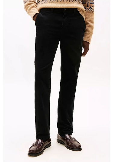 Erkek Denton Düz Paça Kadife Pantolon - Siyah Triple Black