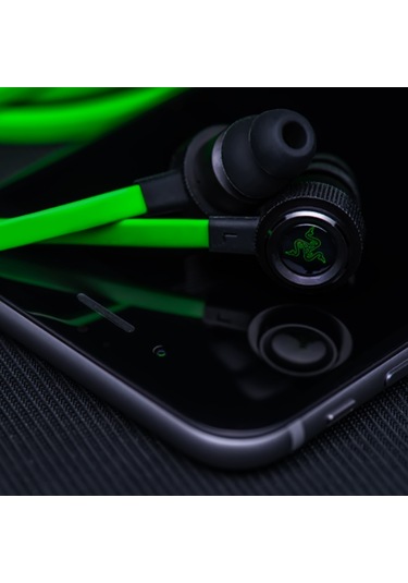 Vkemall Razer Hammerhead Pro V2 Kablolu Kulak İçi Oyun Kulaklığı, Mikrofonlu, Ses Azaltma, Derin Bas, 3 Tuş Kontrol, 3.5mm, Siyah Yeşil