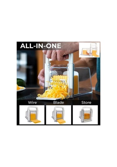 Primepickings 4'lik Peynir Doğrayıcı, Tereyağı Dilimleyici, Buzdolabı Saklama Kutusu, 3 Bıçaklı Multifonksiyonel Diğer