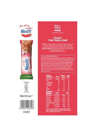 Nestlé Nesfit Çilekli Tam Tahıllı Bar 16 x 23.5 G