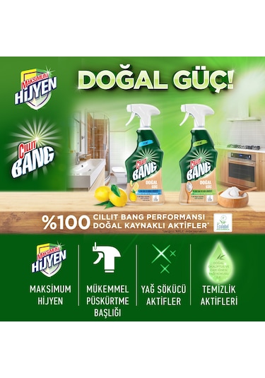 Cillit Bang Doğal Güç Mutfak Temizleyici %100 Yağ ve Kir Sökücü Karbonatlı Sprey 2 x 750 ML