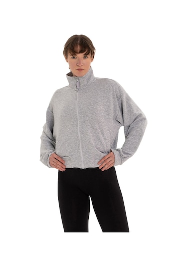 Inguz Dik Yaka Fermuarlı Sweatshirt Gri