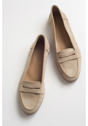 Luvishoes F02 Bej Suet Kadın Babet Bej