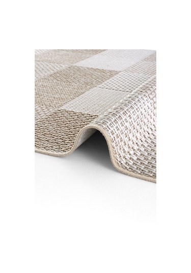 Cool Halı Grande 01 Bej Balkon Kilimi Dama Desen Halı İnce Antre Halısı Kaymaz Tabanlı Mutfak Kilimi