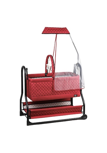 N'pratik Dönenceli Npratik Lüx Bebek Beşiği Nenni Silinebilir Portatif Sallanır Sepet Beşik Hamak Beşik Kırmızı Bordo