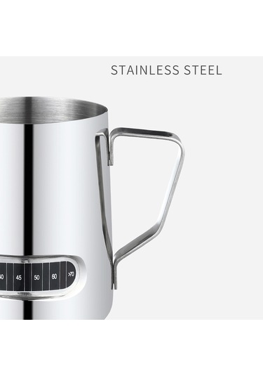 600ml Sıcaklık Göstergeli Süt Köpürtme Sürahi Paslanmaz Gümüş Diğer