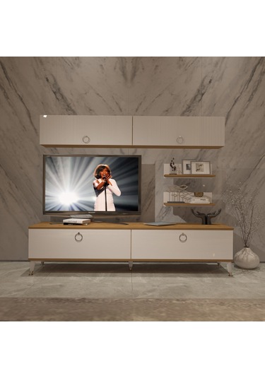 Decoraktiv Eko 5 Mdf Std Gold Tv Ünitesi Tv Sehpası Pera - Beyaz