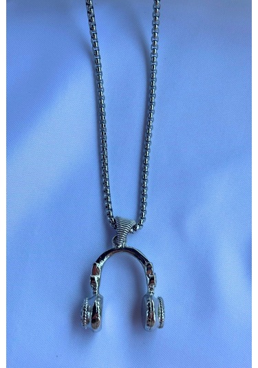 Kulaklık El İşçiliği Paslanmaz Çelik Zincir Erkek Kolye Gümüş