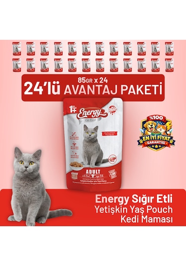 Sığır Etli Yetişkin Yaş Kedi Maması 85 G - 24 Adet