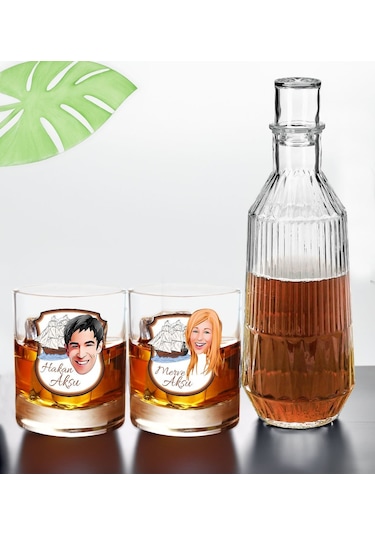 Bk Gift Kişiye Özel İsimli Dtf Karikatürlü Denizci Tasarımlı İkili Viski Kadehi Ve Karaf Seti-1, Arkadaşa Hediye, Sevgiliye Hediye Kobitmeyencom30442
