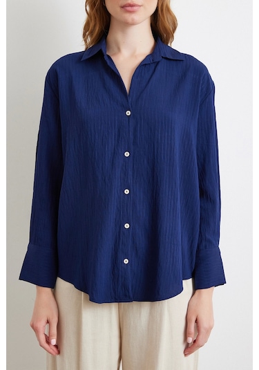 Paralel Çizgili Gömlek Lacivert Lacivert