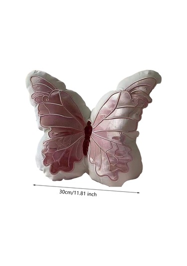 Suntek Kelebek Yastık Doğum Günü Hediyesi Yatak Beyaz-pembe Beyaz Pembe