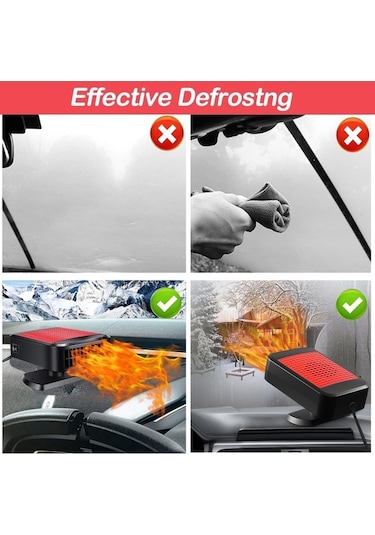 Wondernest 2025 Yükseltmesi Taşınabilir Lichen Isıtıcı, Hızlı Fan, Çözücü Buz Araba Aracı 2'si 12v İçin Siyah