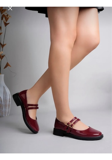 Tokalı Balerin Babet Ayakkabı Bordo