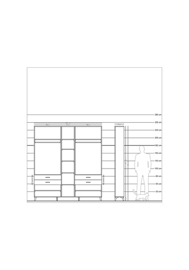 Arges Dolap 11 Raflı 4 Çekmeceli 2 Askılı 220x30x243 Antrasit-aytaşı/çam Aytası/atlas Çam